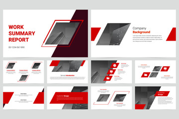 Red modern business work slide presentation template