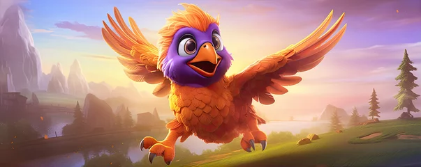 Poster detai portrait fantasy eagle bird in purple colors. © Michal
