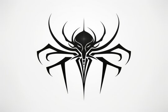 Spider black white tattoo element vector template animal. Generative AI
