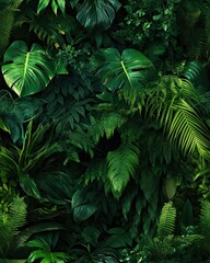 Dense foliage in a rainforest, tile background