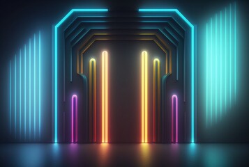 realistic background with neon light. generative ai