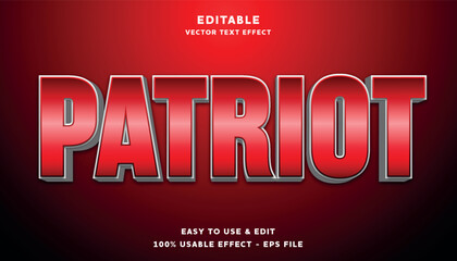 patriot editable text effect with modern and simple style