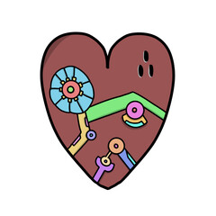 Artificial Heart Science Illustration Drawing Educational