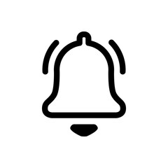 Illustration of a bell with a sign. Notification bell icon. 
Outline 