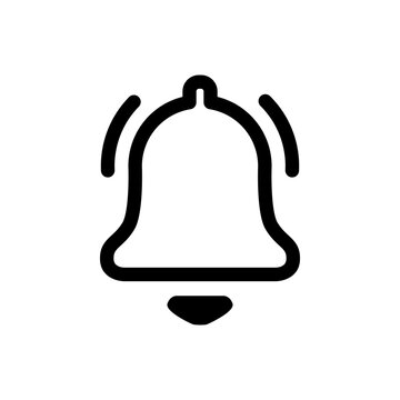 Illustration of a bell with a sign. Notification bell icon. 
Outline 