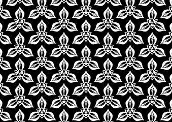Fototapeta premium Pattern petal pattern black and white graphic geometric illustration vector abstract tribal vintage styled retro classic wallpapering background pattern template print textile cloth rug tile