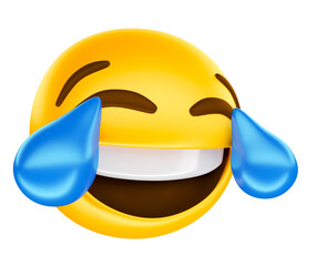 Smiling emoji crying in 3d render