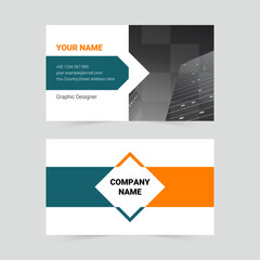 Blue and orange simple business card template