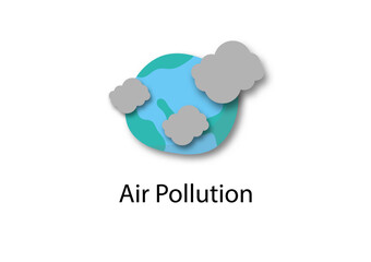 Air environment pollution concept. Global or the earth with smoke, dirty particle, smog, and dust on white background.