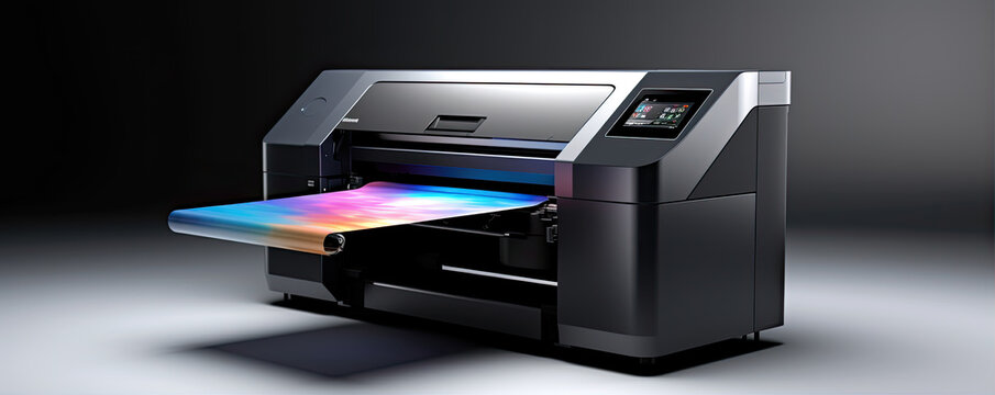 Modern large format printer. New design of format Printers on white background.