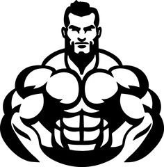 Bodybuilder Logo Template. Vector object and Icons.