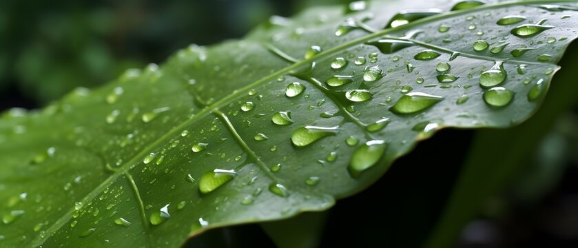 Une feuille dans la nature recouverte de go&ucirc;tes de pluie