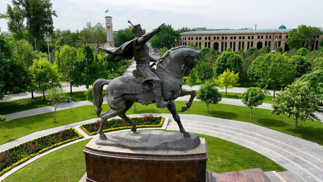 Tashkent, Uzbekistan - May 24, 2021: Amir Timur Square in Tashkent