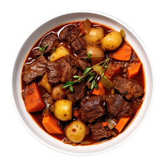 Potjiekos Stew Cooked In Pot Over Coals South African Cuisine On White Plate On Isolated Transparent Background, Png