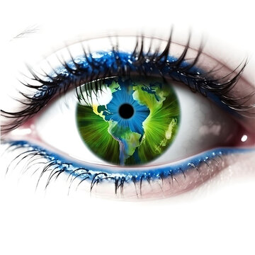 Green planet earth and blue human eye - Eco prospects
