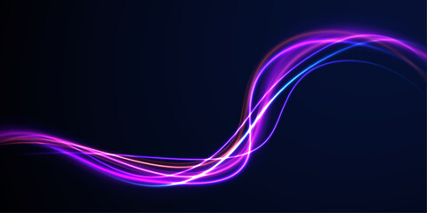 Obraz premium Abstract rotational border lines. Power energy. LED glare tape. Futuristic dynamic motion technology. Neon color glowing lines background