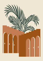Fototapeta premium Aesthetic minimalist Morocco architecture poster illustration.
