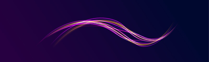 Abstract rotational border lines. Power energy. LED glare tape. Futuristic dynamic motion technology. Neon color glowing lines background, high-speed light trails effect. 