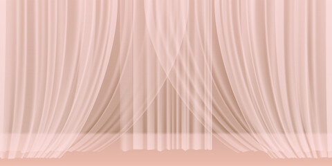 Room interior. Theater stage  with transparent curtains - 630356793