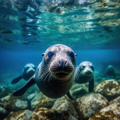 Fototapeta premium Seal in its Natural Habitat, Wildlife Photography, Generative AI