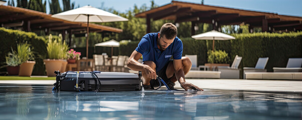 Swimming pool cleaner or maintenance service.