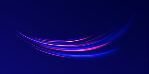 Light and stripes moving fast over dark background. Concept of leading in business, Hi tech products, warp speed wormhole science vector design.	