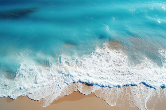 Waves on the Beach as a Captivating Summer Background. created with Generative AI