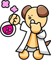 実験するわんまるのイラスト(左右反転バージョン)　犬
