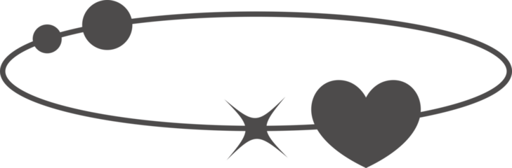 Aesthetic shape with stars and hearts. Minimal lines with sparkles. Abstract modern geometric boho