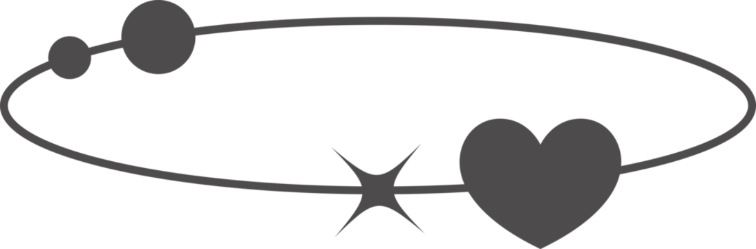 Aesthetic shape with stars and hearts. Minimal lines with sparkles. Abstract modern geometric boho