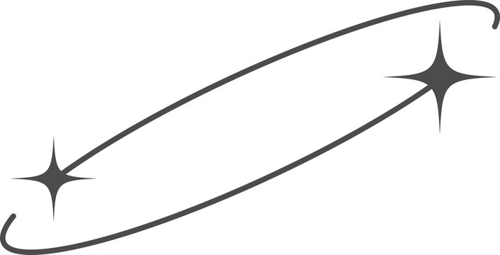 Aesthetic shape with stars and hearts. Minimal lines with sparkles. Abstract modern geometric boho