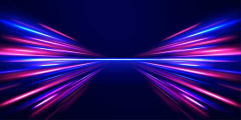 High Speed Lines With Focus vector background with blurred fast moving light effect. Magic moving fast speed police lines. Laser beams luminous abstract sparkling isolated on a transparent background.