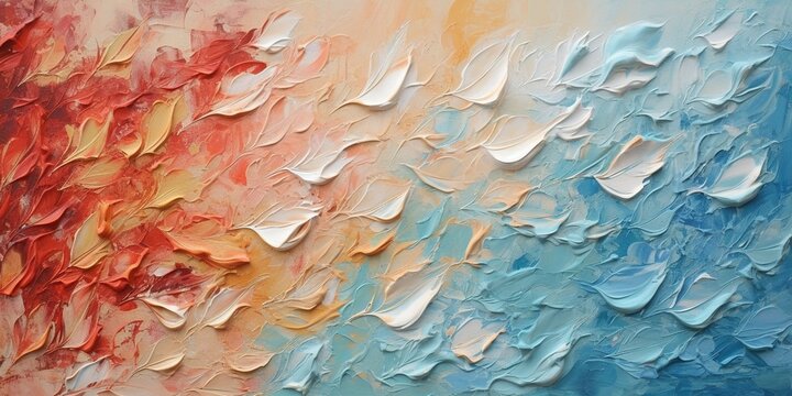 Generative AI, Closeup of impasto abstract rough colorful art painting texture