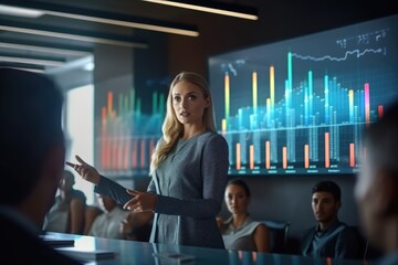 Person presenting and evaluating data chart - Illustration created with generative ai	