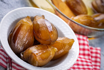Traditional delicious Turkish dessert eggplant jam (Turkish name; patlican receli)