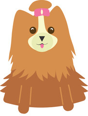 Cute little dog hairpin on the head, dog with hairpin
