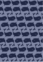 seamless pattern vector blue dolphin in cartoon style. suitable for children's wallpaper, toddlers bedcover, can be printed on fabric for kids clothing