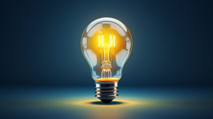 A glowing light bulb on a dark background