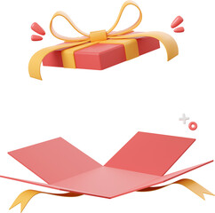 Opened gift box, Christmas theme elements 3d illustration