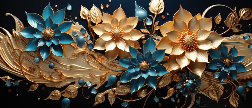 Fototapeta Luxury floral abstract background illustration, Generative AI.