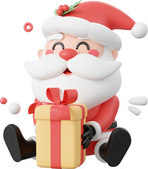 Santa Claus with Christmas gift, Christmas theme elements 3d illustration