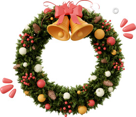 Fototapeta na wymiar Christmas wreath, Christmas theme elements 3d illustration