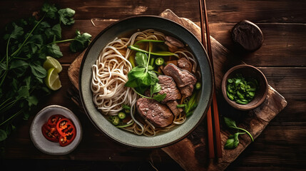 Asian dinner,  created with Generative AI technology.