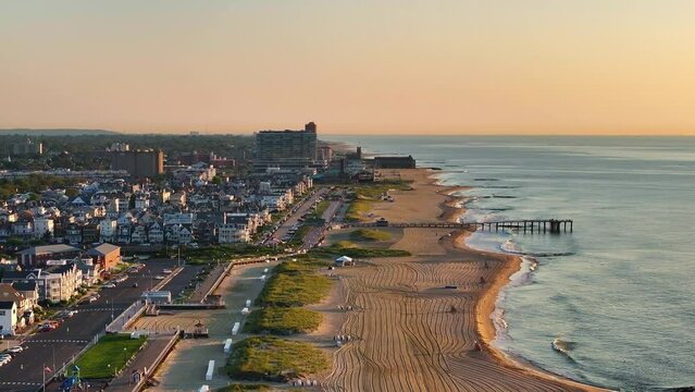 Distant Asbury Park Coastline from a drone view