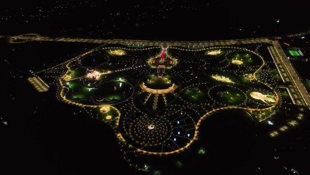 Yangi Ozbekiston (New Uzbekistan) park in Tashkent city at night