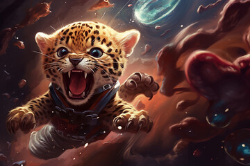 Jaguar Baby im Weltall