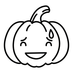 Line pumpkin kawaii melting character isolated on white background.