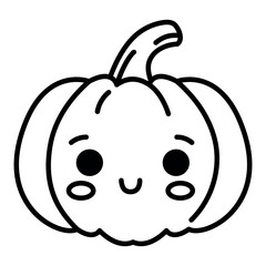 Line pumpkin kawaii cute character isolated on white background.