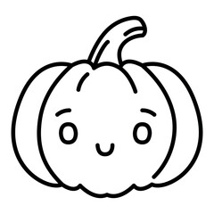 Kawaii pumpkin glad emoji vector illustration.