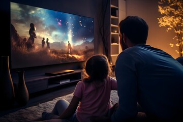 Family Bonding over Digital Entertainment: A family spending quality time together, streaming a...